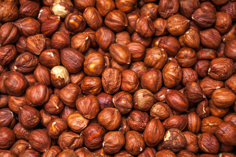 Top View of Hazelnuts for Background